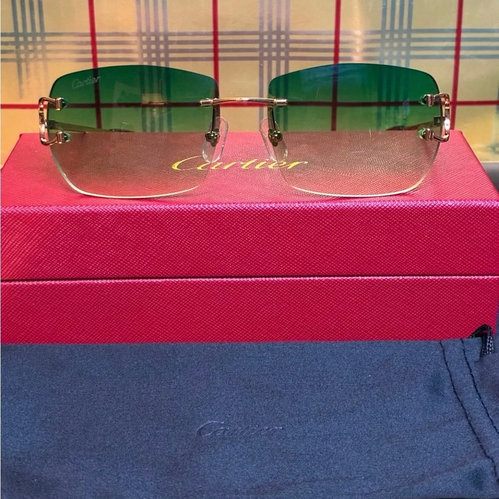 CARTIER UNISEX BIG C RIMLESS SUNGLASSES